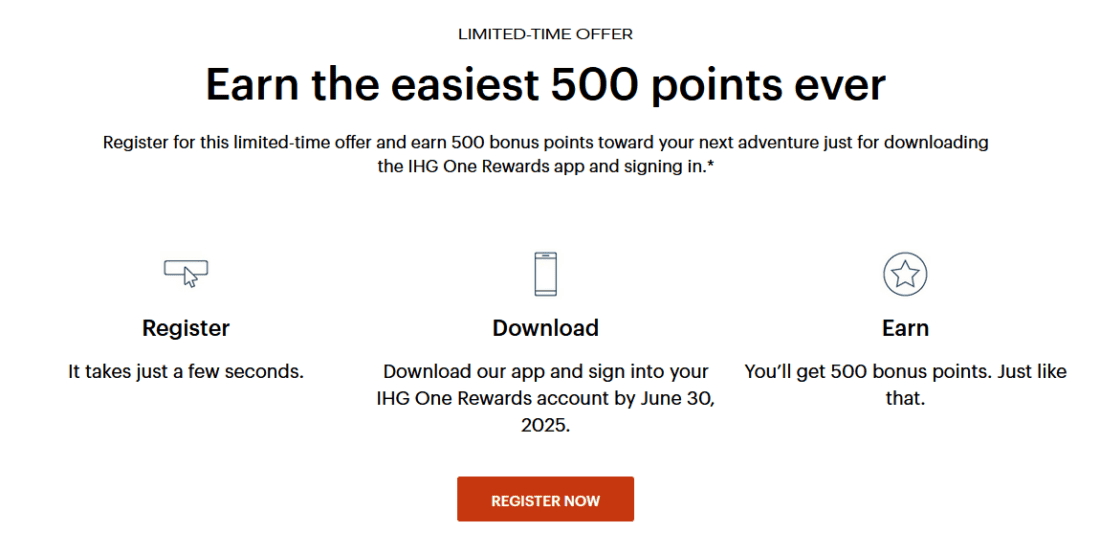 500 Point App Download Offer IHG