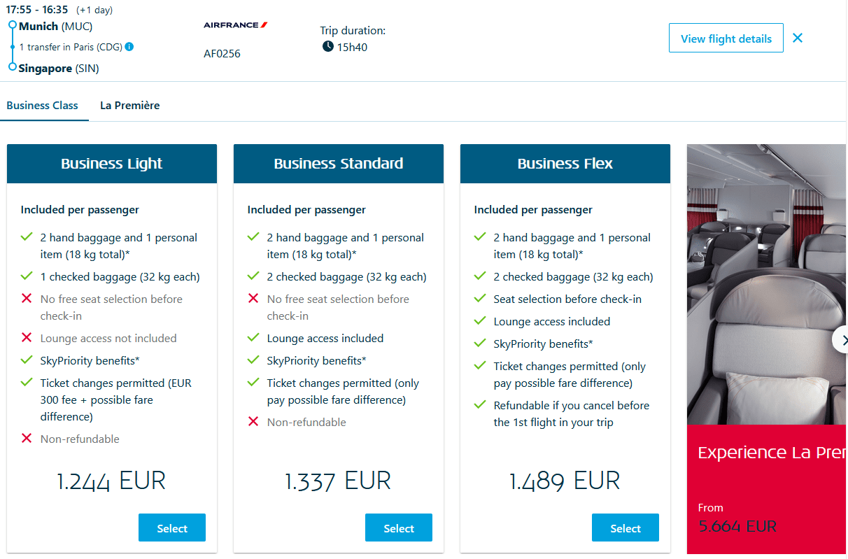 Air France & KLM Introduce New Light Fares for Business (excl. Lounge