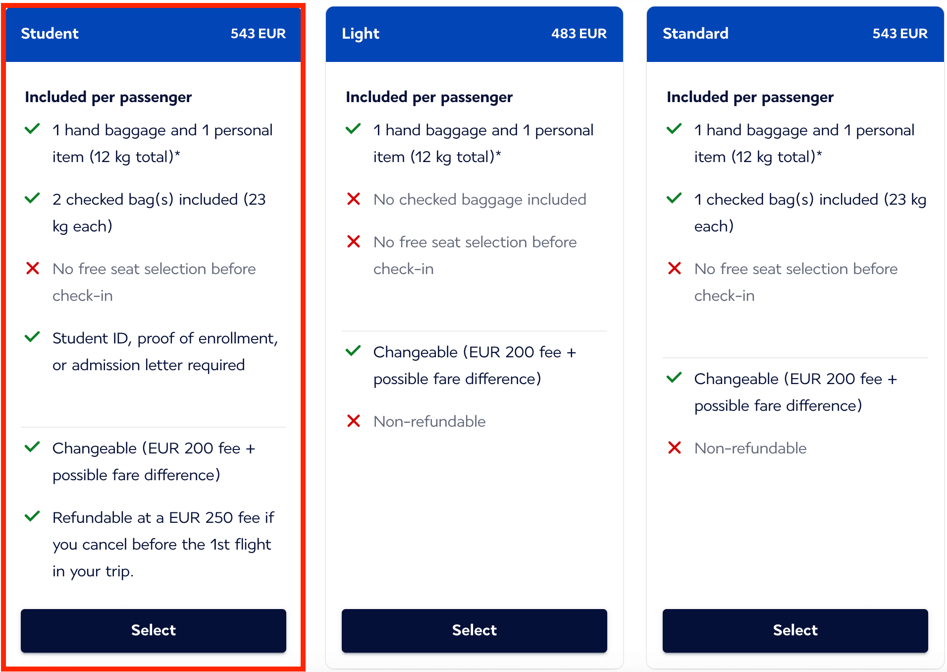 Air France Student Fare