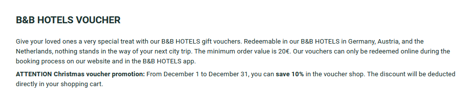 BB Hotels Voucher offer