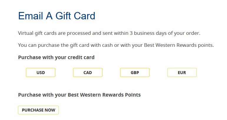 Best Western Gift Card Bonus Currency