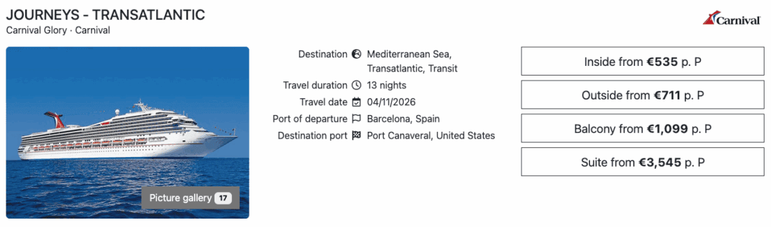 Carnival Glory 2026