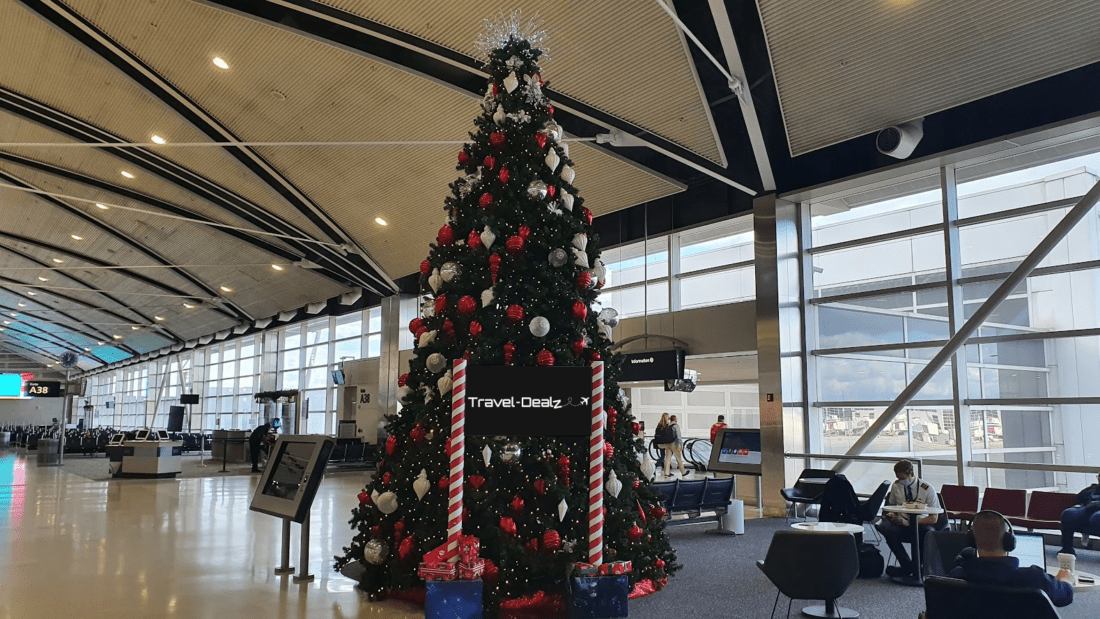 Christmas Tree DTW with Travel Dealz logo