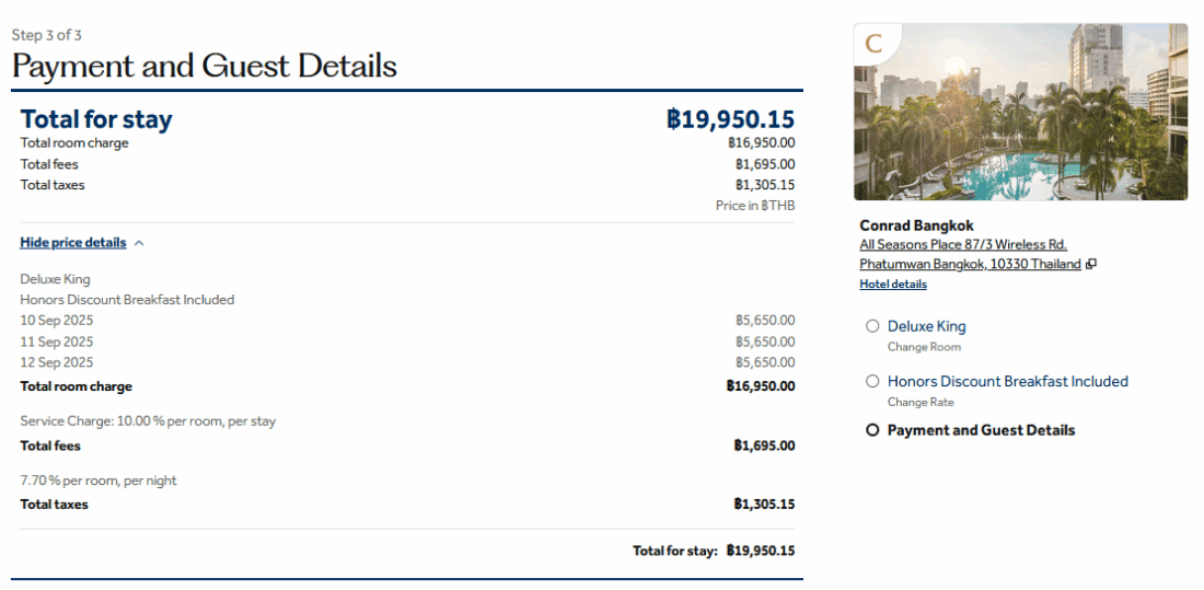 Conrad Bangkok Hilton Pricing