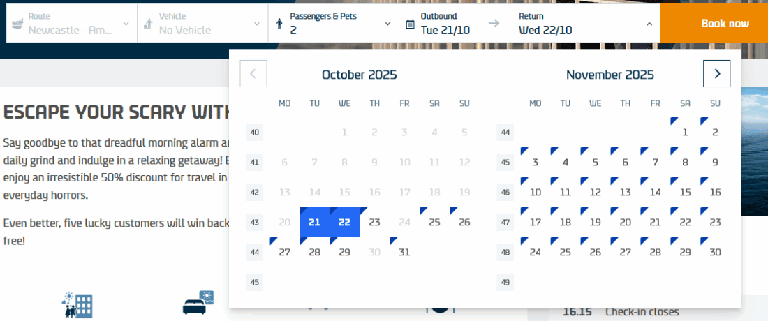 DFDS Availability calendar