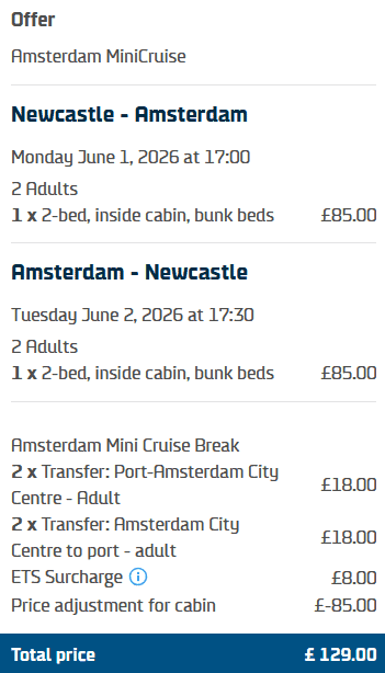 DFDS Mini Cruise NCL AMSb
