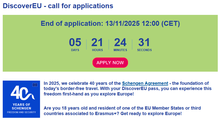 DiscoverEU Applications