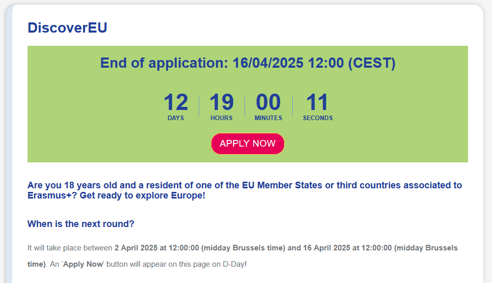 DiscoverEU European Youth Portal