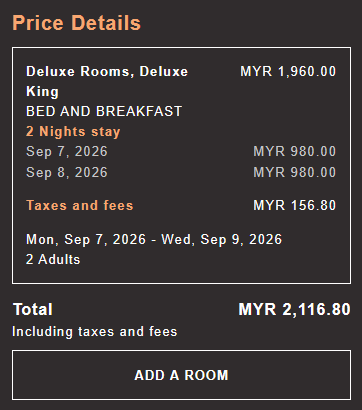 EQ Kuala Lumpur hotel website