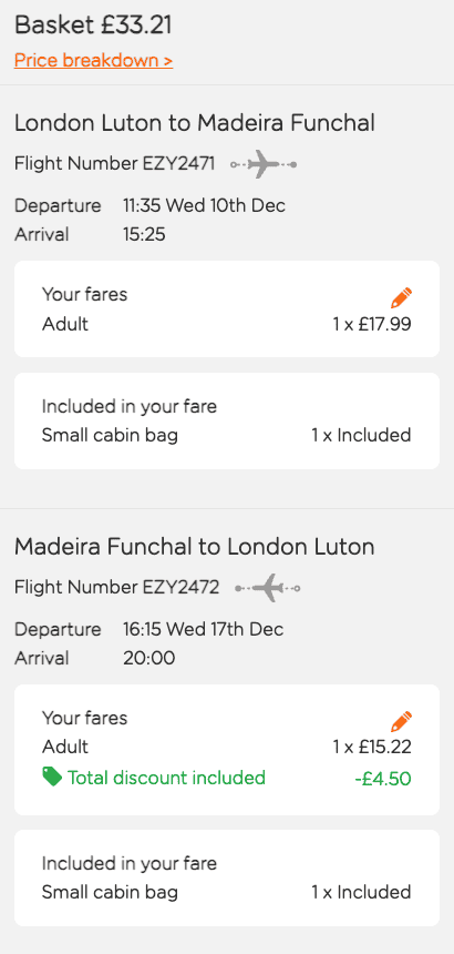 Easyjet FNC LON