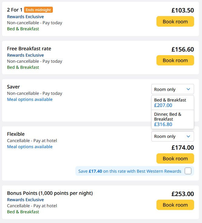 Enjoy 2 nights for the price of 1 Best Western Hotels Woodlands Hotel