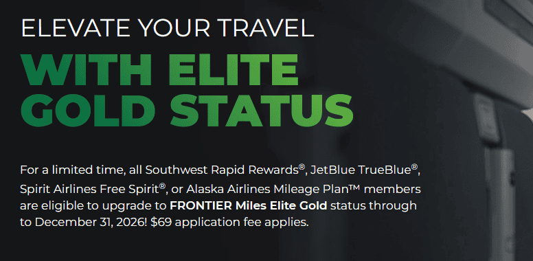 Frontier Elite Gold Status Offer for Southwest, Alaska, Jetblue, and Spirit Members