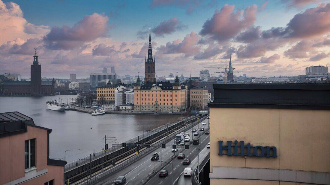 Hilton Stockholm Slussen with Stockholm in Background