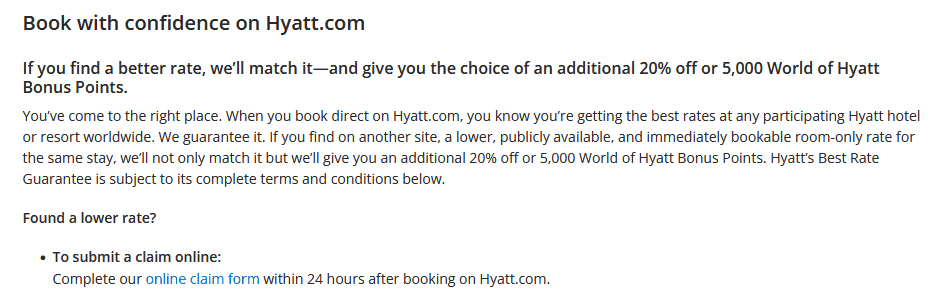 Hyatt Best Rate Guarantee