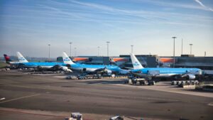 KLM long haul planes in AMS