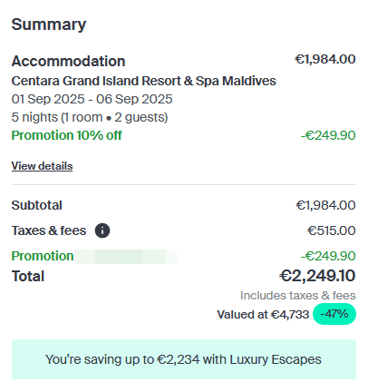 LE Centara Maldives Discount