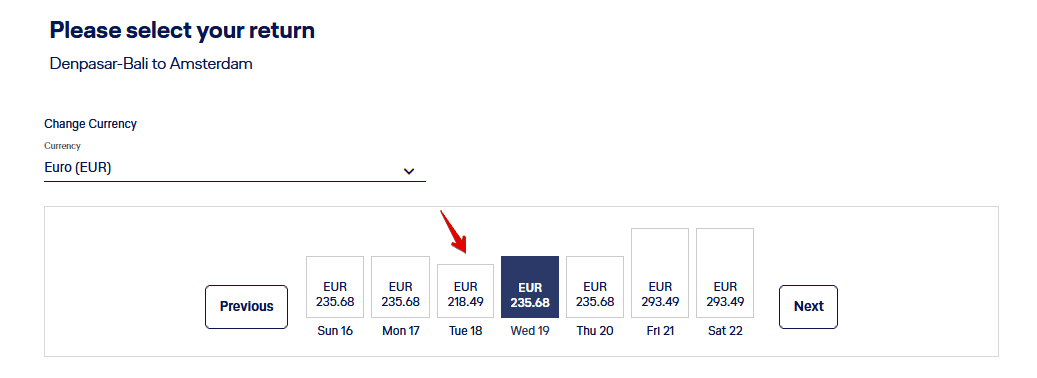 Lufthansa Flight Selection