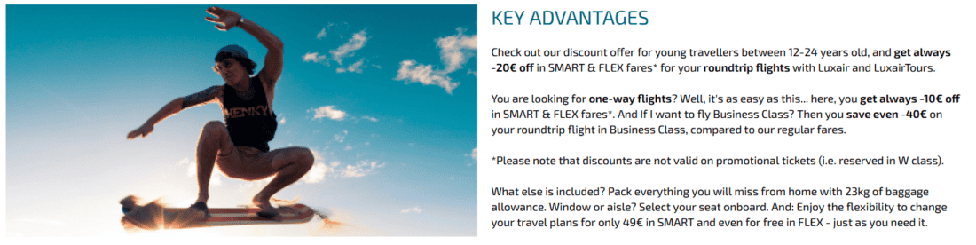 Luxair Youth Fare Picture