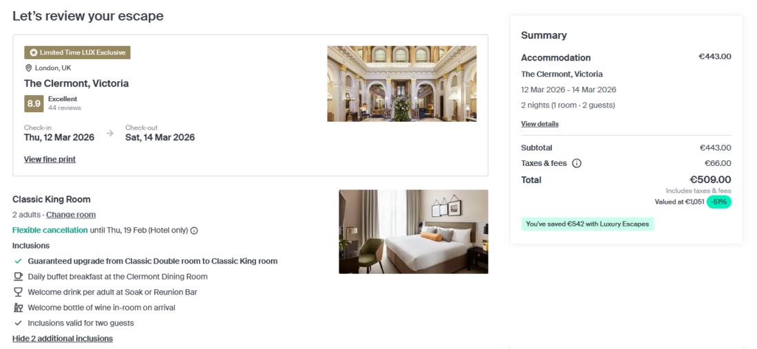 Luxury Escapes Clermont London