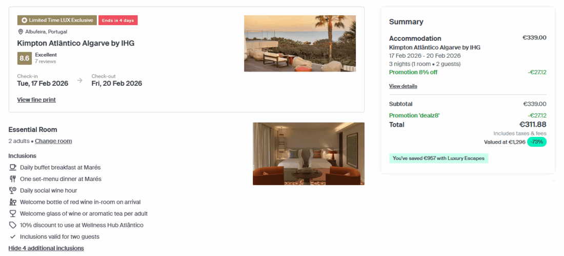 Luxury Escapes Kimpton Algarve