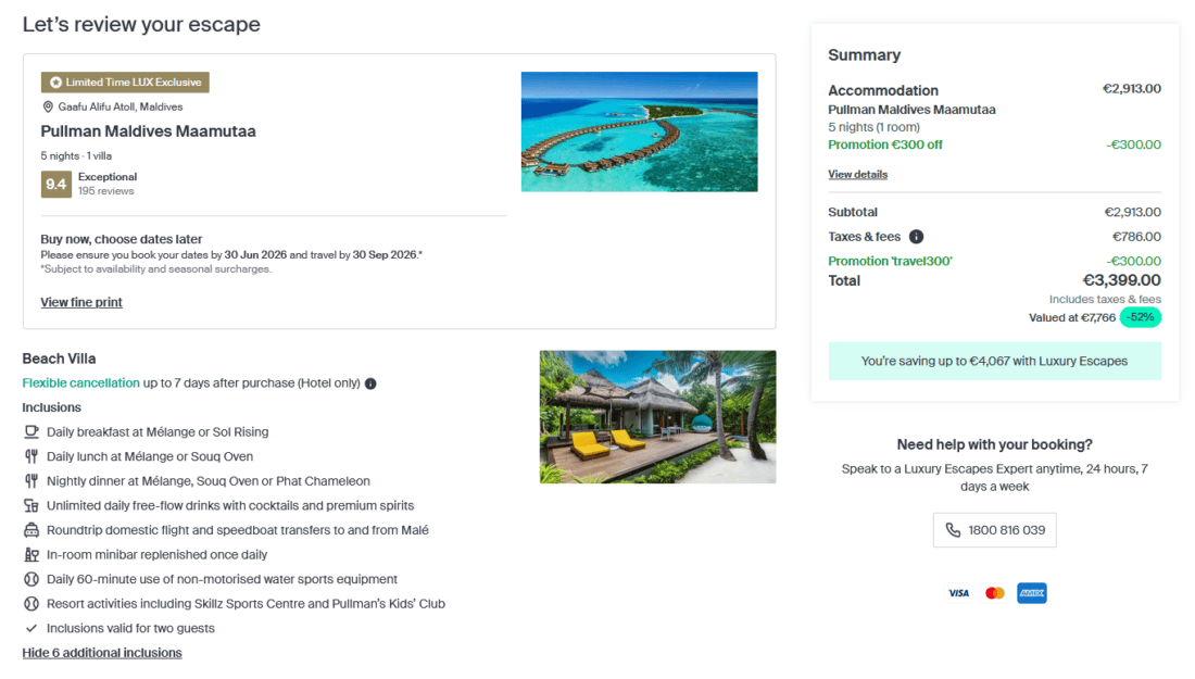 Luxury Escapes Pullmann Maldives
