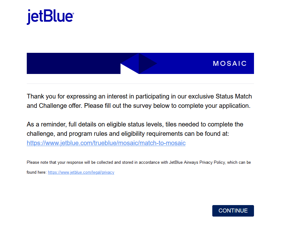 Mosaic Status Match Page