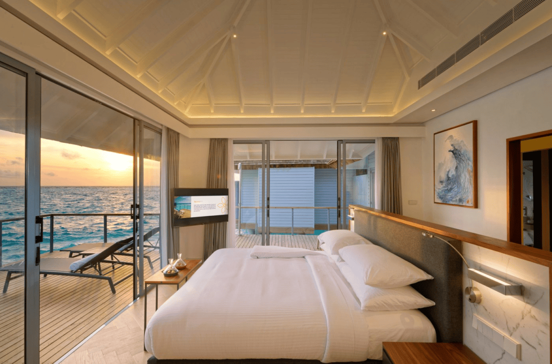 OUTRIGGER Maldives Maafushivaru Resort Over Water Villa Bedroom