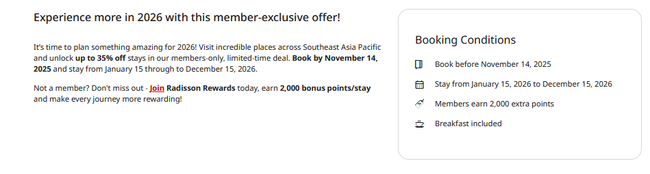 Radisson Sale November 2025