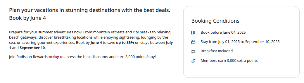 Radisson Summer Sale