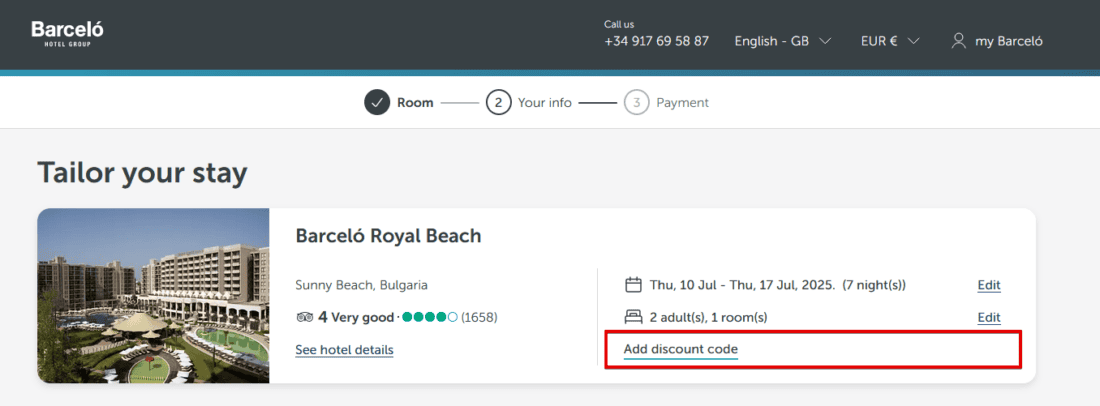 Redeem Barcelo Coupon I
