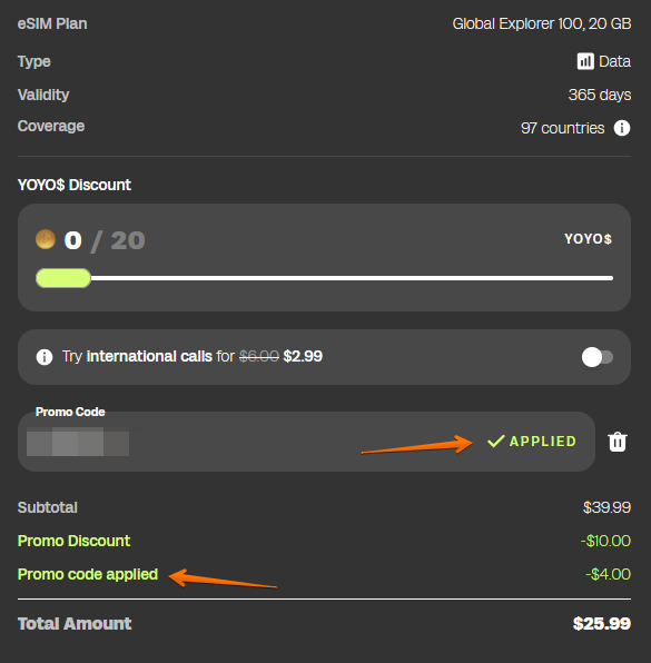 Redeem Global YO Promo Code II