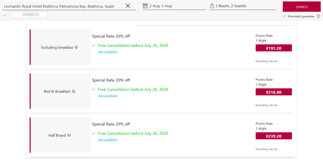 Redeem Leonardo Hotels Coupon Code III