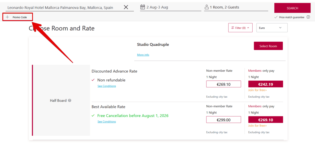 Redeem Leonardo Hotels Coupon Code Ib