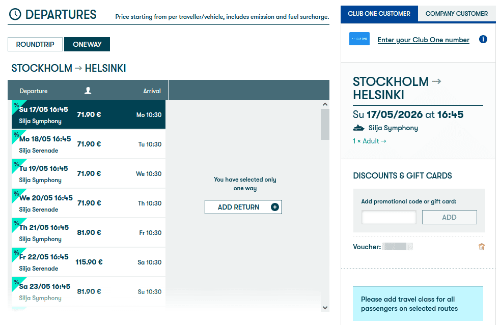 Redeem Tallink Silja Promo Code II