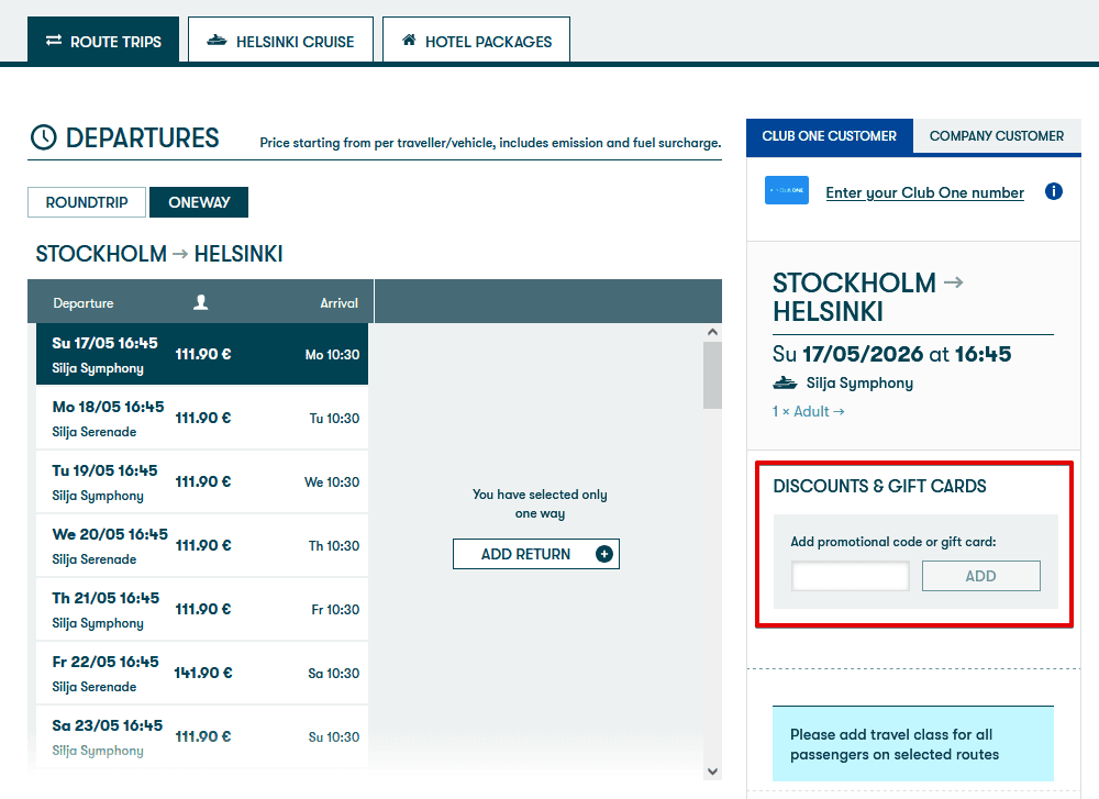 Redeem Tallink Silja Promo Code