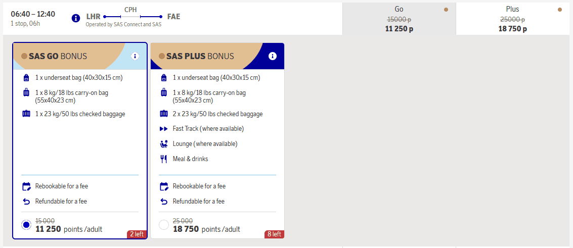 SAS EuroBonus Sale