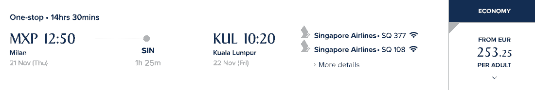 SQ one way mxp kul 2024