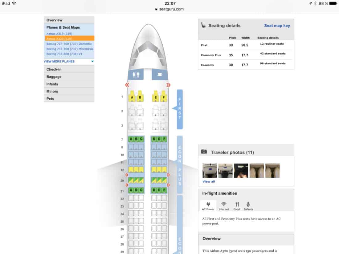 Seatguru United Airlines A320