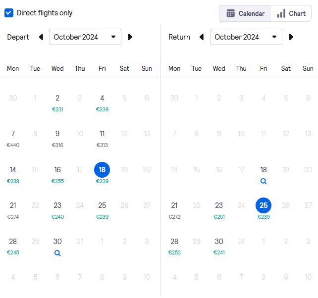 Skyscanner Calendar