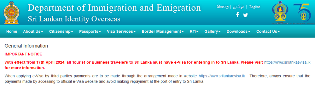 Sri Lanka Visa Information