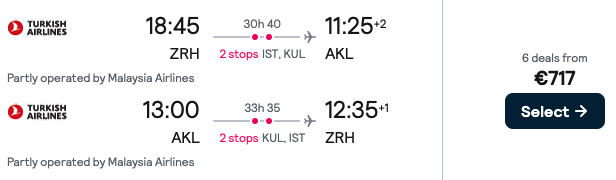 TK ZRH AKL
