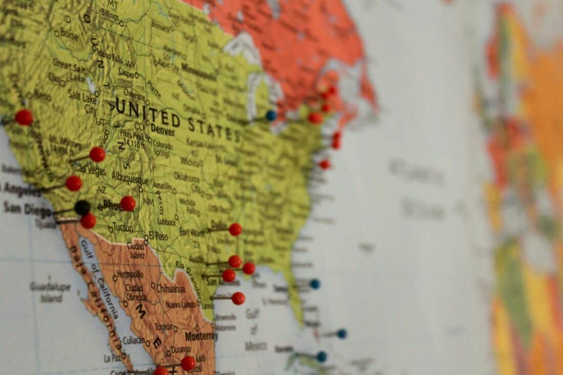 US Map with pins