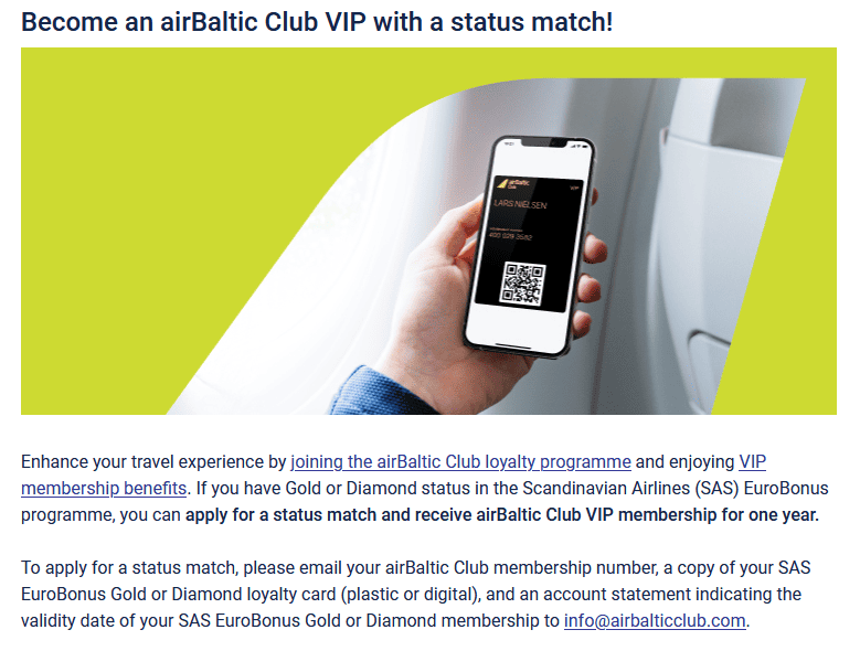airBaltic Status Match