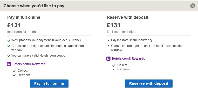 hotels com when pay