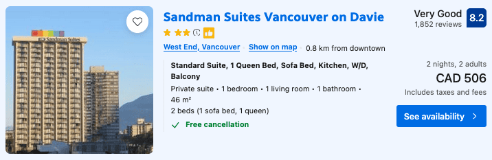 sandman yvr booking