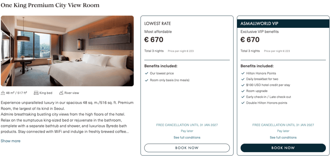 Conrad Seoul deal screenshot