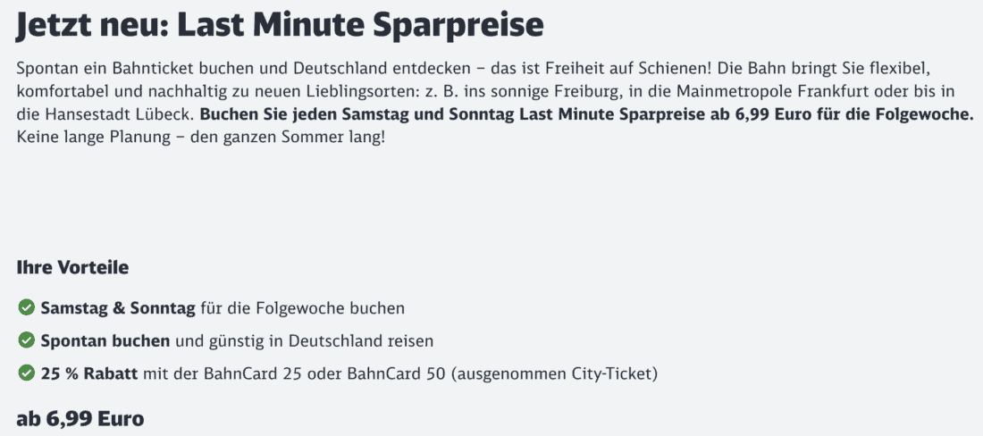 DB Super Sparpreis Last Minute