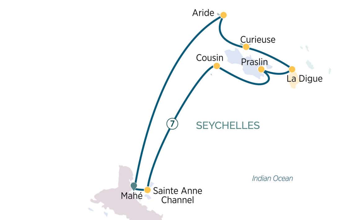 Planned route round-trip from Mahé Island