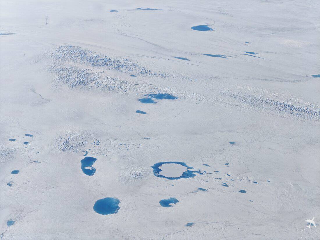 Aerial view over Greenland ice sheet