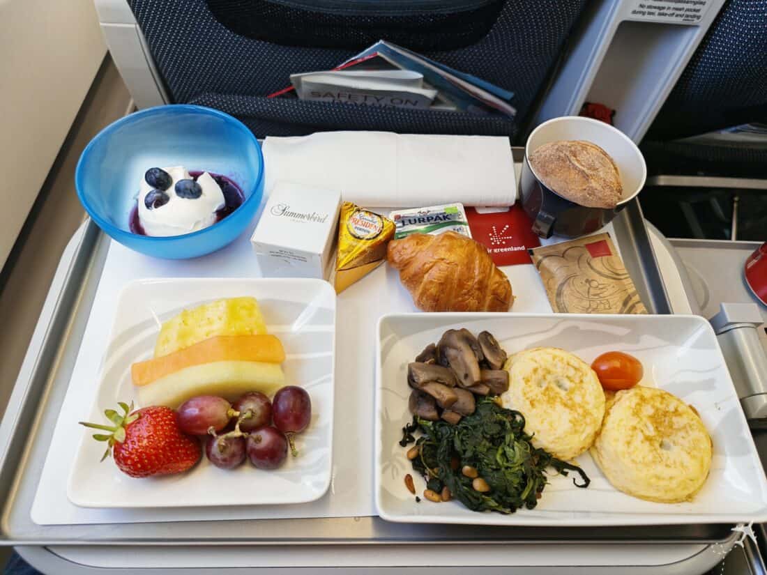 Air Greenland Premium Class breakfast tray